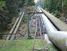 Vallorbe Kraftwerk La Dernier - Neben der ehemaligen Standseilbahn ist der Monorack zu erkennen