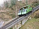 Standseilbahn Fribourg - Funiculaire Fribourg - die beiden Wagen exakt in der Ausweiche