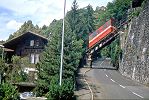 Standseilbahn Funiculaire Territet Mont Fleuri - der Wagen unterhalb der Bergstation kurz vor der Betriebseinstellung am 3. November 1992