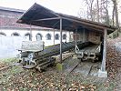 Usine Centrale Fully Funiculaire Standseilbahn Fully - Les Garettes - Wagen 2 und 3 bei der Talstation Kraftwerk Fully