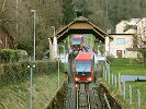 Standseilbahnen Standseilbahn Biel Leubringen Funiculaire Bienne Evilard - Zwischenstation Beaumont mit der Ausweiche - Foto Markus Seitz Archiv standseilbahnen.ch