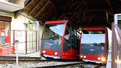Standseilbahn Biel Leubringen Funiculaire Bienne Evilard - beide Wagen in der Zwischenstation Beaumont - Foto Markus Seitz Archiv standseilbahnen.ch