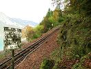 Standseilbahn Giessbach - das Trassee der Giessbachbahn bei der Talstation