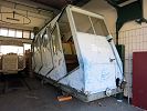 Funicolare Standseilbahn Lugano Angioli - der ehemalige Wagen 2015 in einem Depot bei Lugano