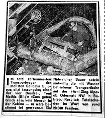 Der zweize Absturz bei dieser Wasserballast - Seilbahn - Datum unbekannt