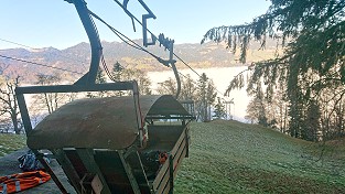 Seilbahn Giswil Bärfallen Rick - Niederberger Schiffli in der Bergstation Rick