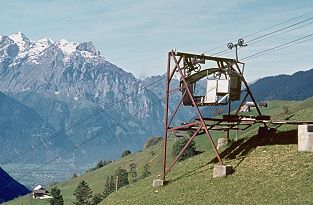 Luftseilbahn Spiringen Chipfen - Tristel Niederberger Schiffli Foto Max Hintermann 1963