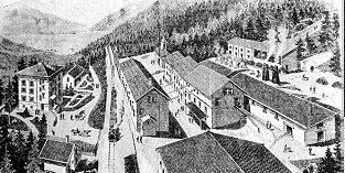 Kalkmine Zementmine Fabrik Grands-Crêts Vallorbe - Standseilbahn oben rechts - Foto Archiv standseilbahnen.ch